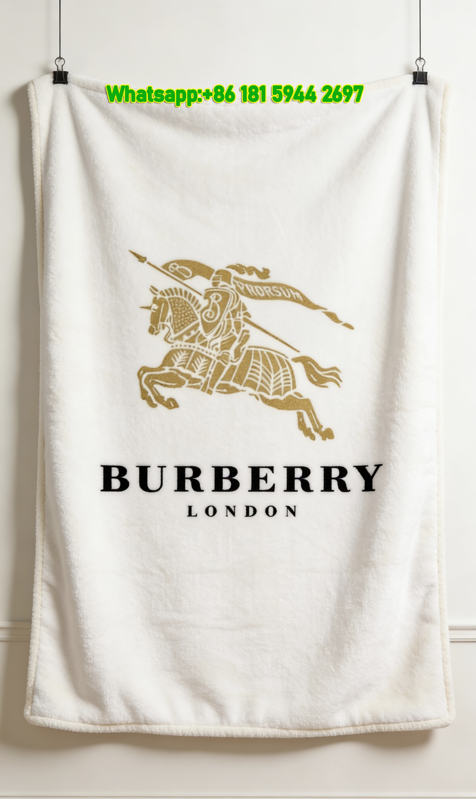 Burberry Equestrian Knight Flannel Throw Blanket B163